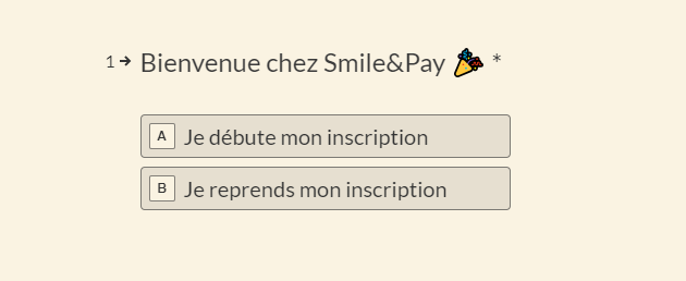 inscription au compte Smile and Pay